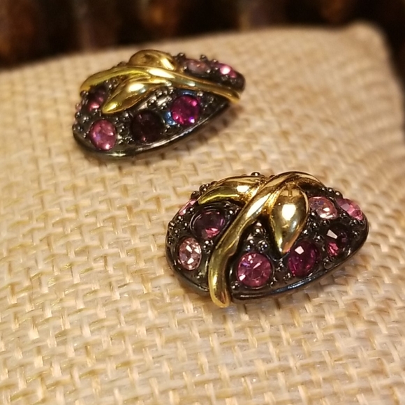 Joan Rivers Grapes Crystal & Gold Earrings - Picture 3 of 7